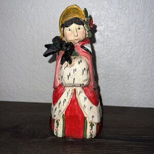 Vintage House of Hatten 1991 On Christmas Day Lady Caroler 11" Wood Carved EX